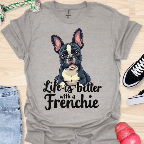 Life is better with a frenchie - V6 - Elegant Graphic T-Shirt
